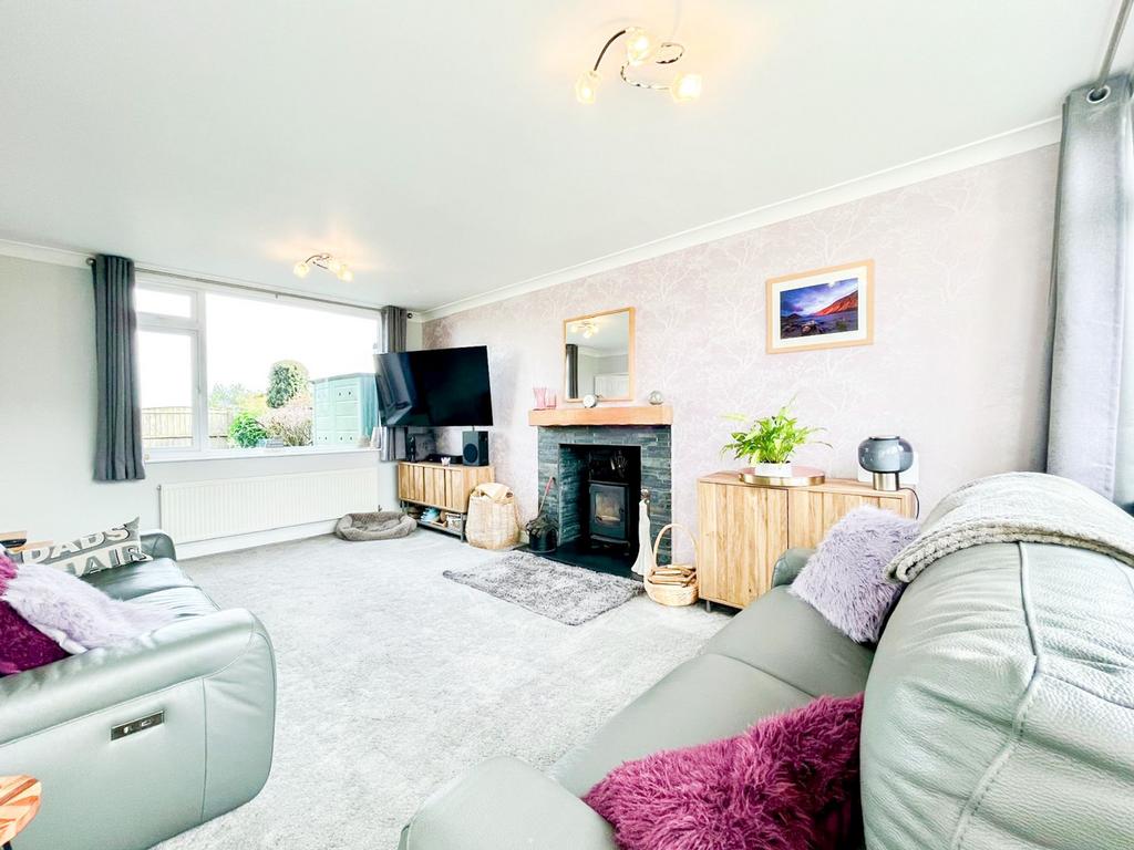 Dual aspect lounge with multi fuel log burner