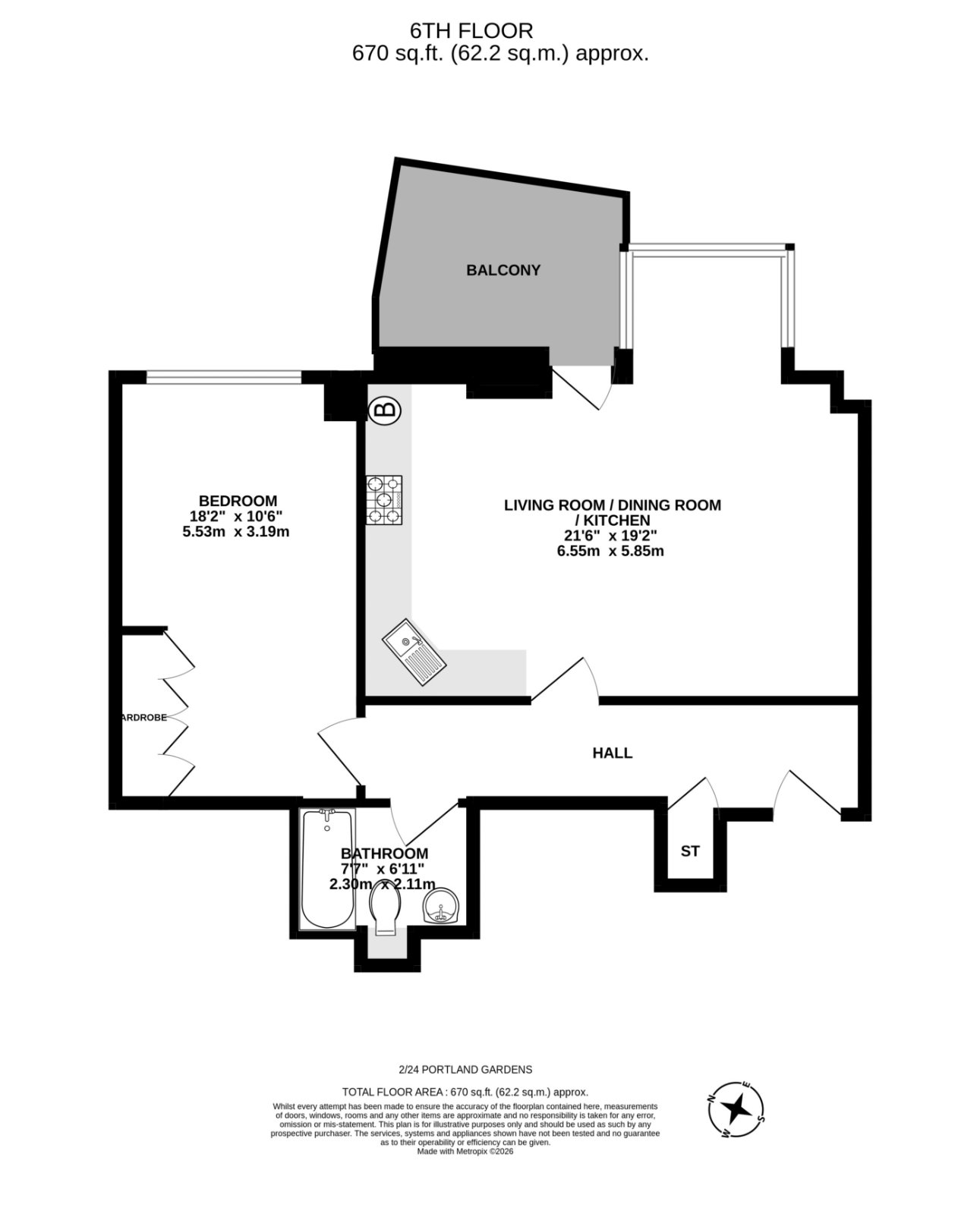 1 bedroom flat for sale - Floor Plan