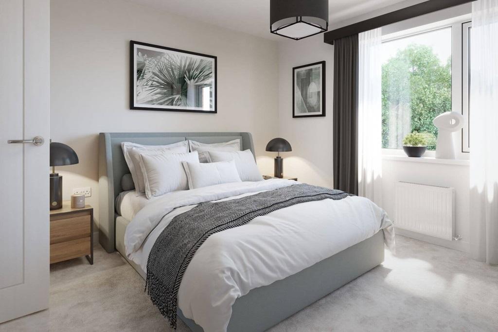 Bright and airy main bedroom