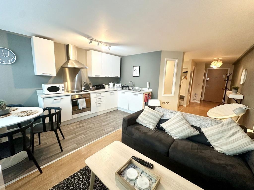 Open plan living room and kitchen