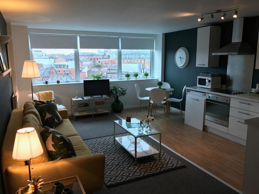 Open plan living room and kitchen