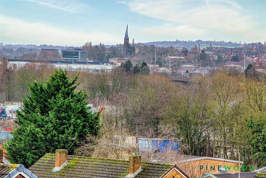 View of crooked spire