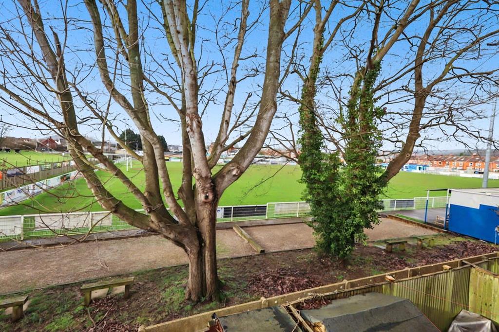 View over football club