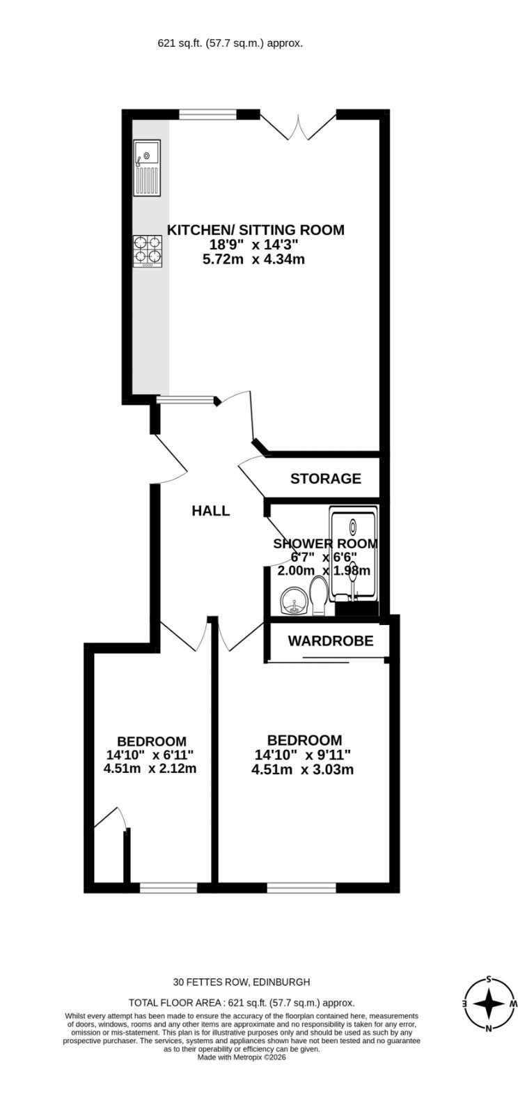 2 bedroom flat for sale - Floor Plan