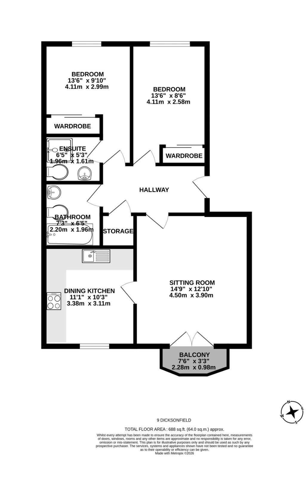2 bedroom flat for sale - Floor Plan