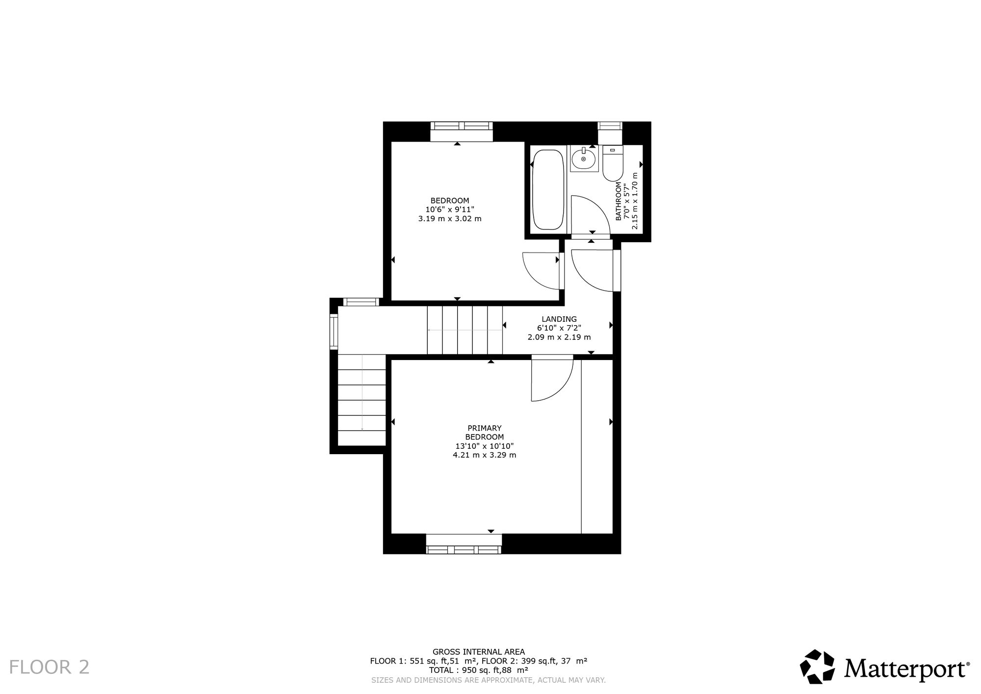 2 bedroom end of terrace house for sale - Floor Plan
