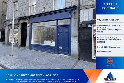 Retail property (high street) to rent, 23-25 Union St Aberdeen AB11 5BP