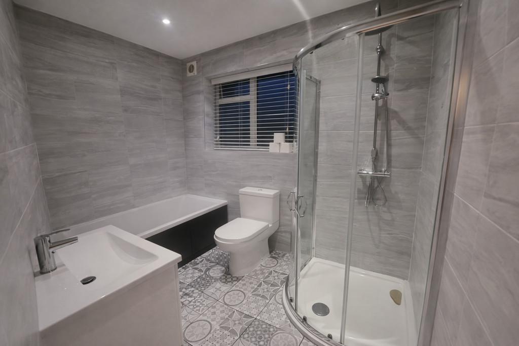 Modern bathroom with geometric detailing