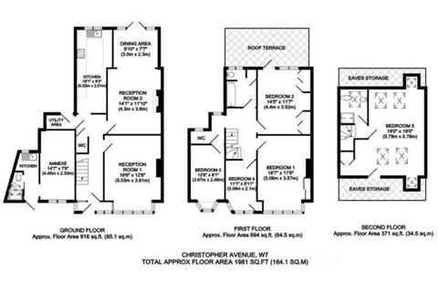 5 bedroom terraced house for sale, Christopher Avenue, London, W7