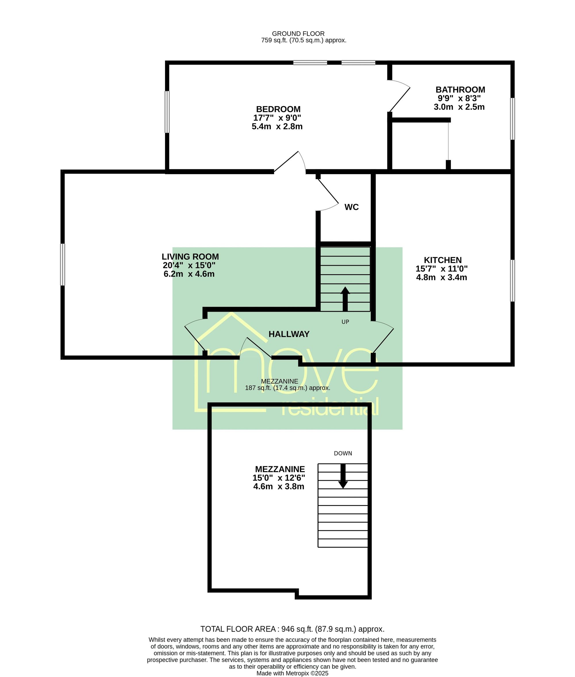 1 bedroom flat for sale - Floor Plan