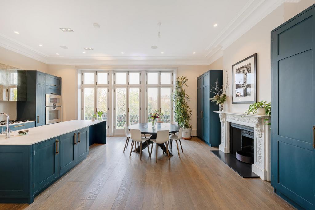 Open-plan living area, open plan living, fireplace