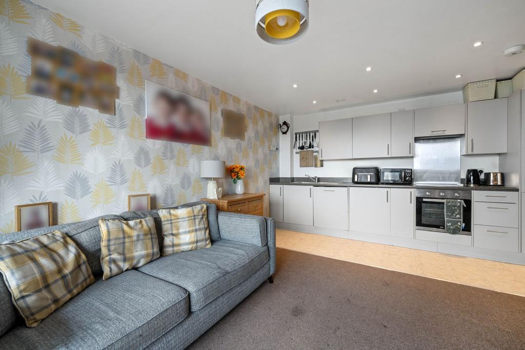 Living room into kitchen