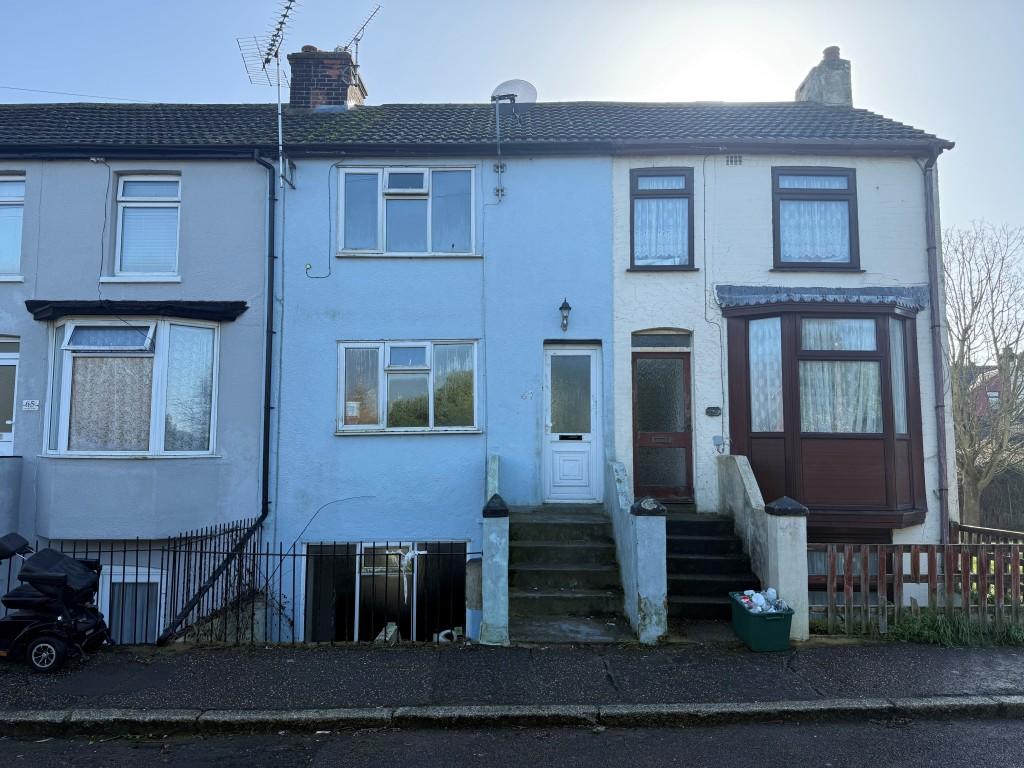 Front shot showing stairs that lead to front door