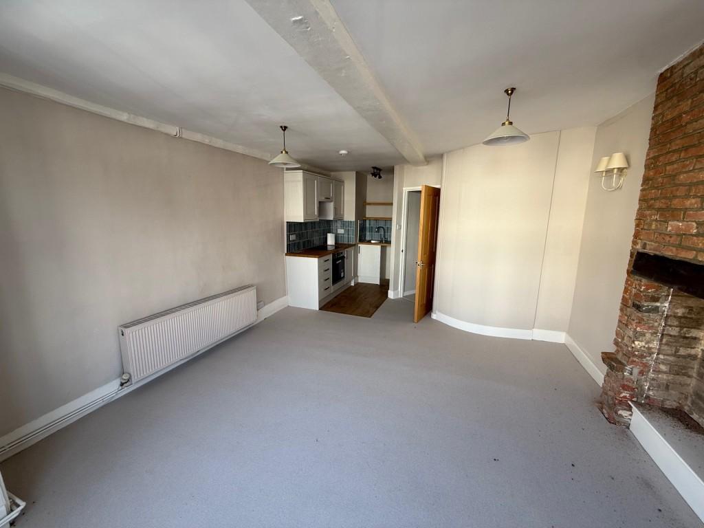 View of living room and kitchen