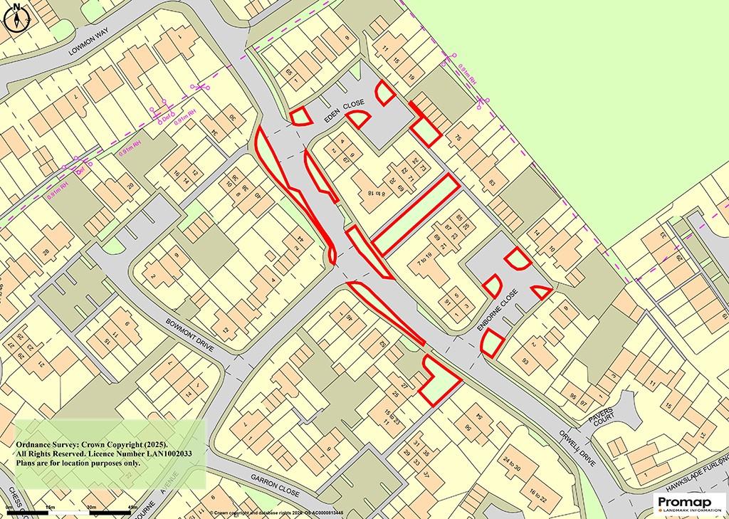 Plan showing 14 parcels of land off Orwell Drive,