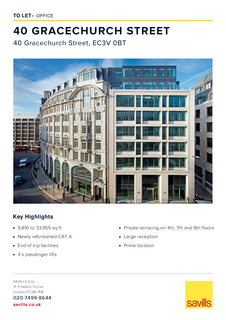 Office to rent, 40 Gracechurch St London EC3V 0BT