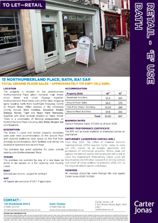 Retail property (high street) to rent, 15 Northumberland Pl Bath BA1 5AR