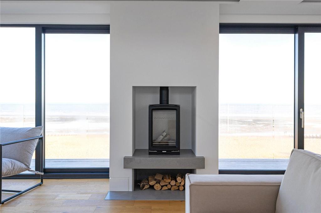 Fireplace and View