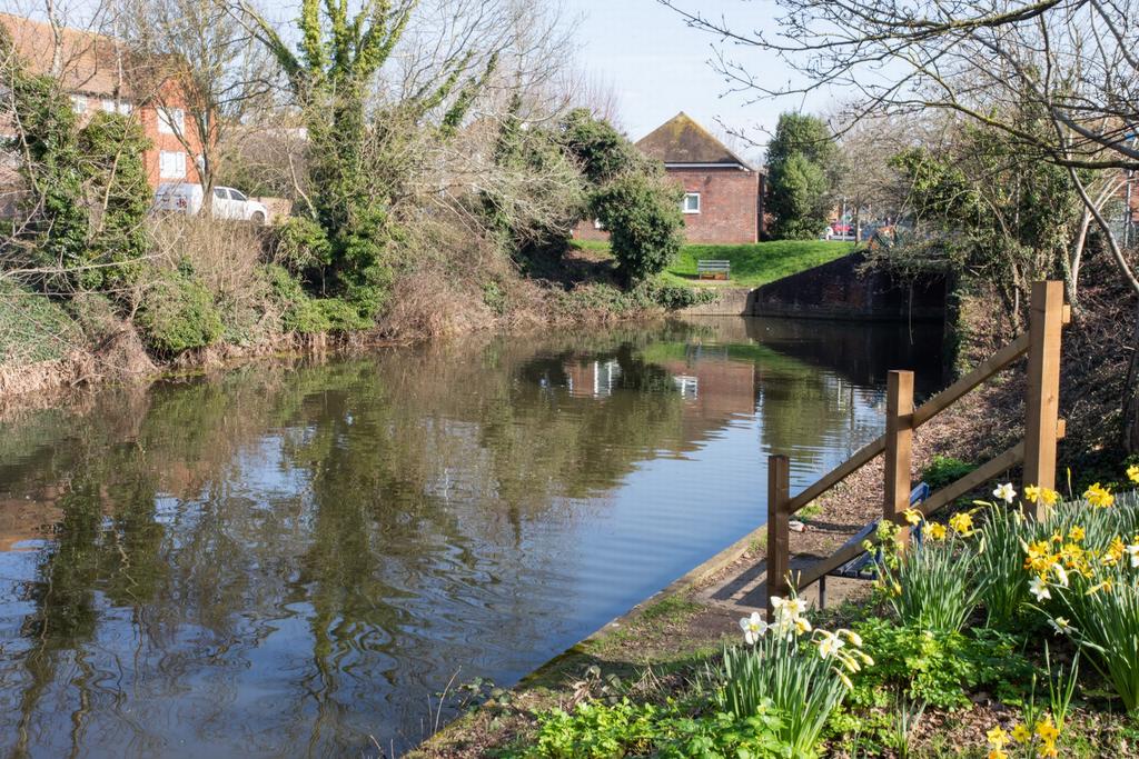 Opposite the house