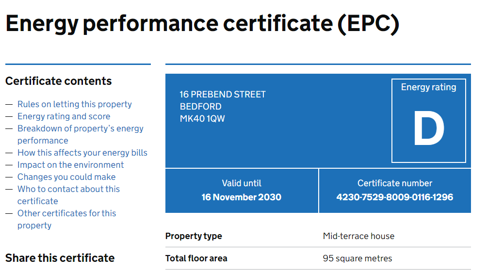 Epc rating  16 Prebe