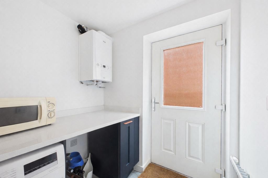 Utility room with microwave and boiler