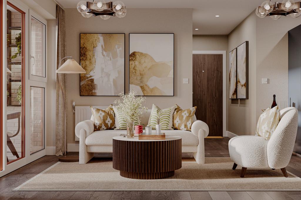 Wide angle of living room