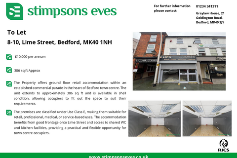 Retail property (high street) to rent, 8 Lime St Bedford MK40 1LD