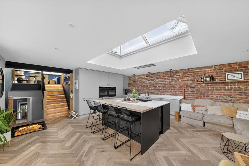 Open plan dining kitchen and family room