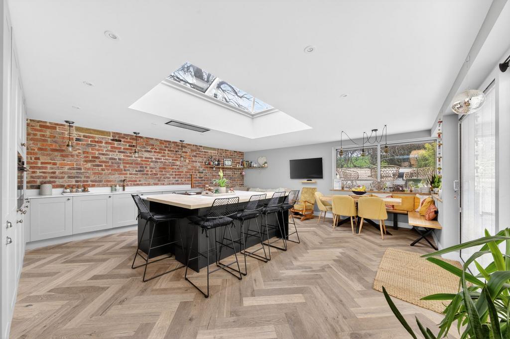 Open plan dining kitchen and family room