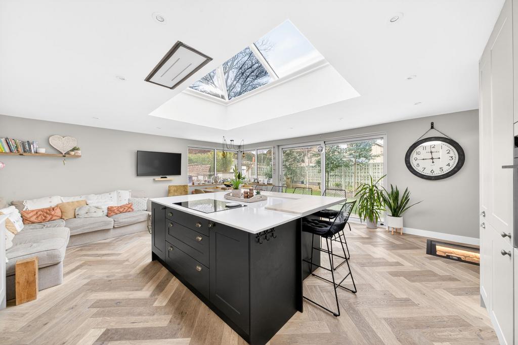 Open plan dining kitchen and family room