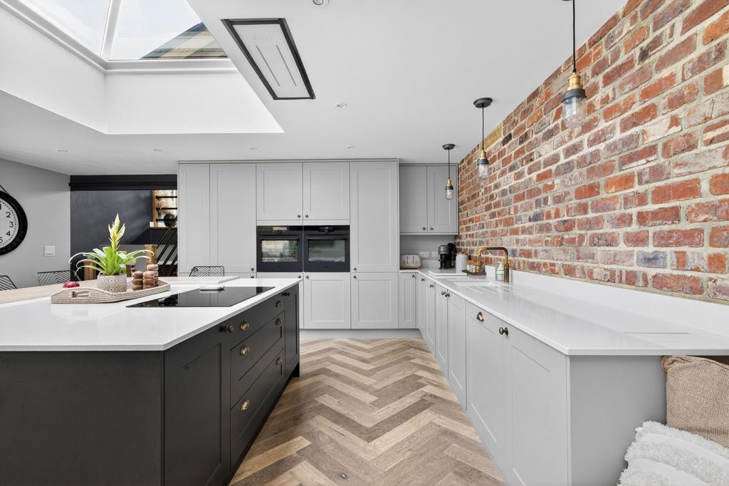 Open plan dining kitchen and family room