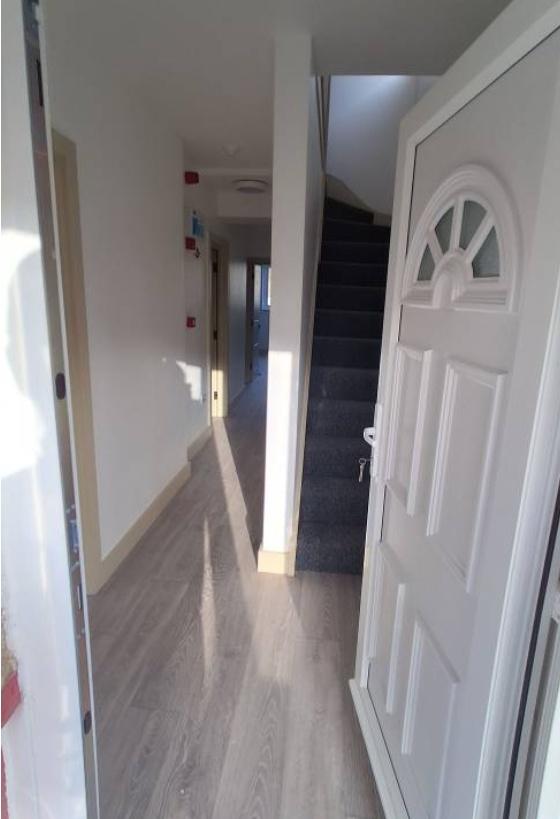 Bright entrance hall with staircase and new flo...