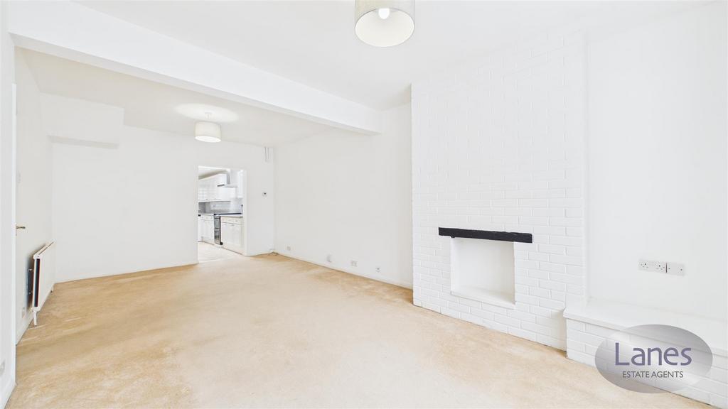 Open-plan living area, fireplace