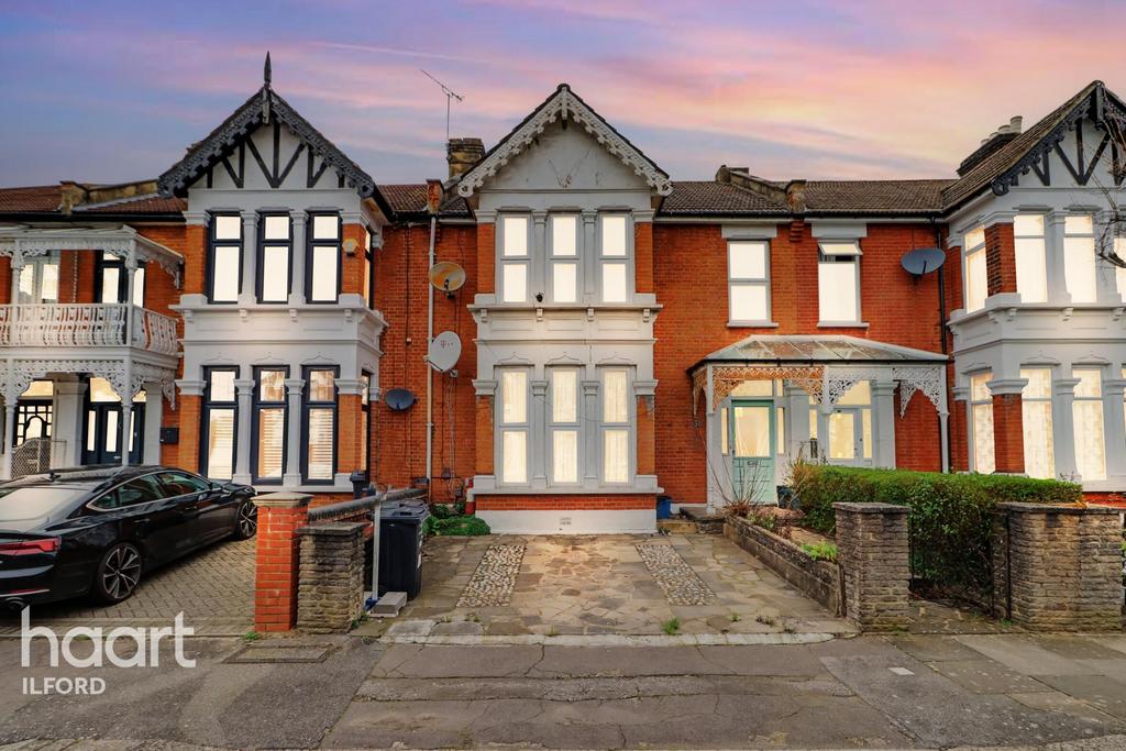 Terraced house exterior, parking