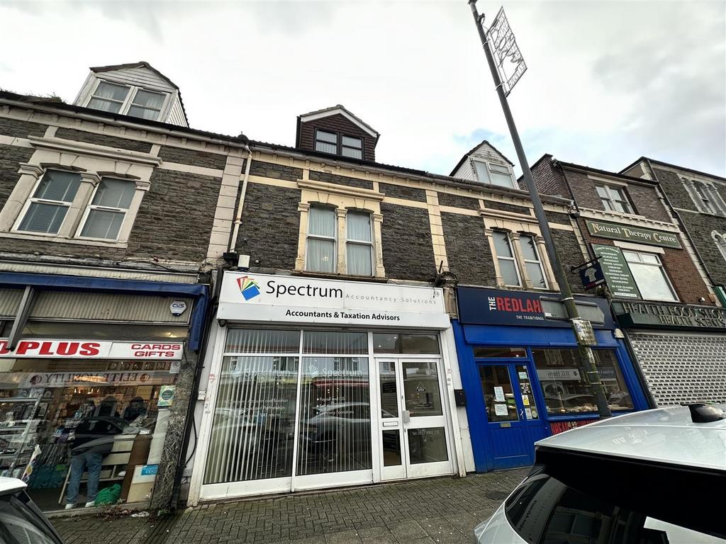 Terraced property frontage with large display s...
