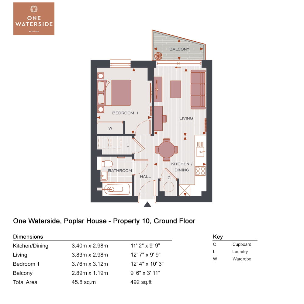 1 bedroom apartment for sale - Floor Plan