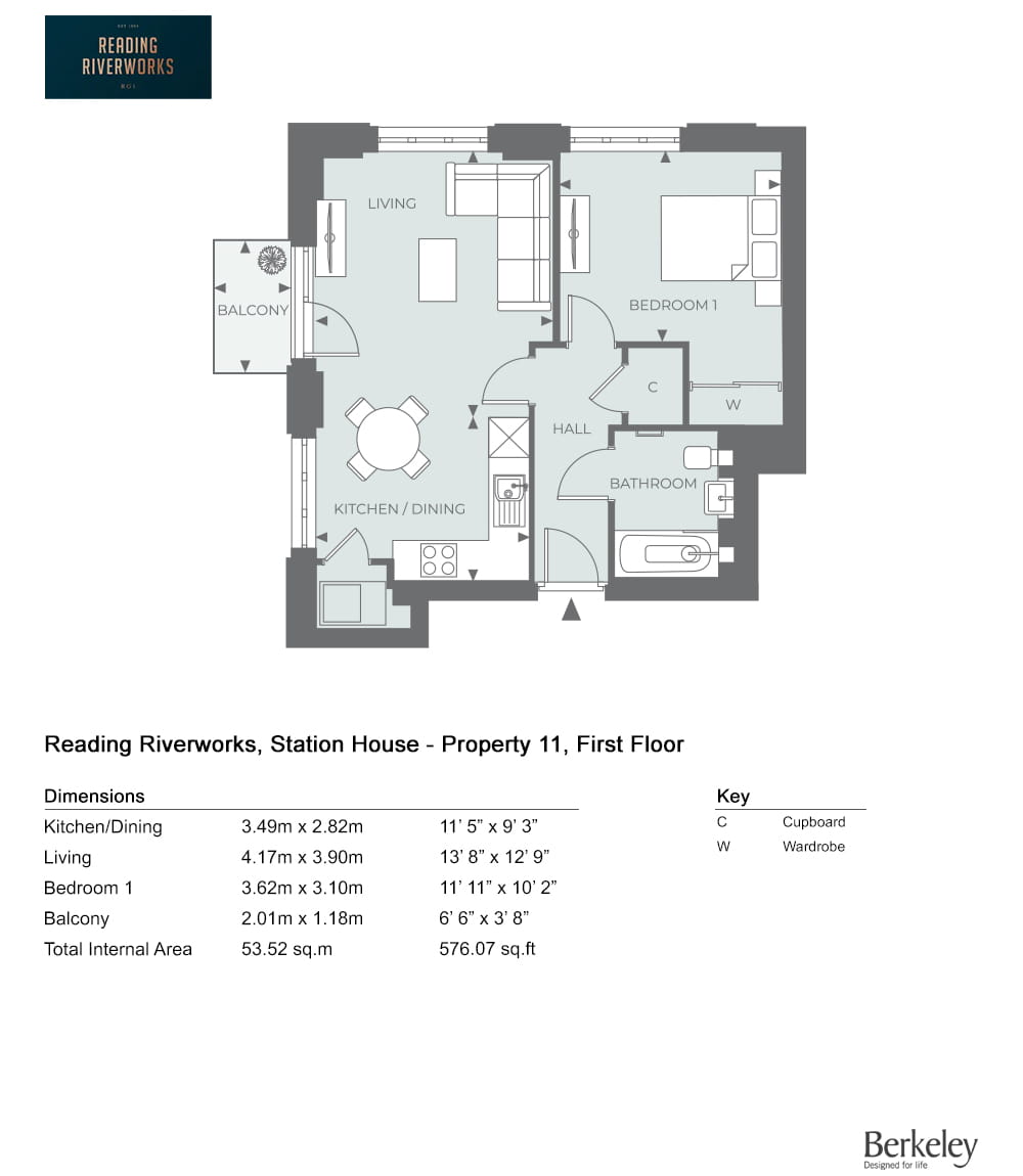 1 bedroom apartment for sale - Floor Plan