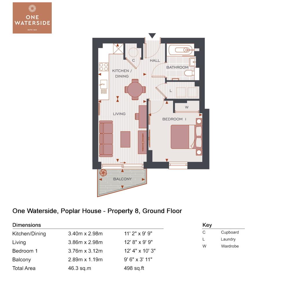 1 bedroom apartment for sale - Floor Plan
