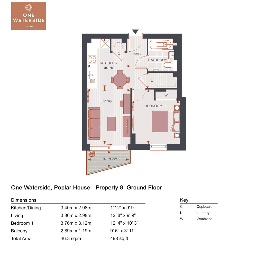 1 bedroom apartment for sale - Floor Plan
