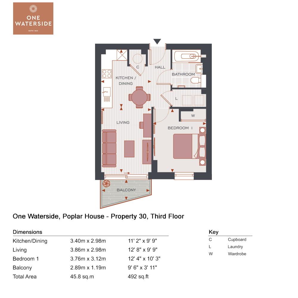 1 bedroom apartment for sale - Floor Plan