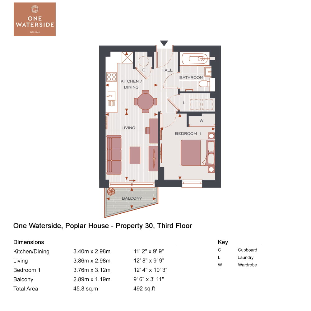 1 bedroom apartment for sale - Floor Plan