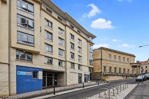 Modern building frontage on a quiet street...