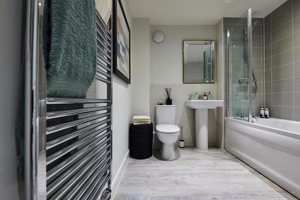 Bathroom with shower over bath