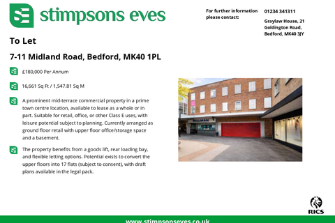 Retail property (high street) to rent, 7-11 Midland Rd Bedford MK40 1PL