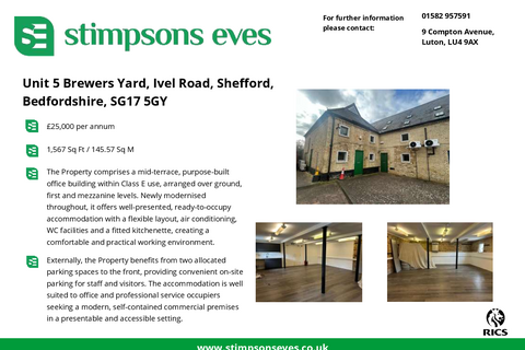 Office to rent, 5 Brewers Yard Shefford SG17 5GY