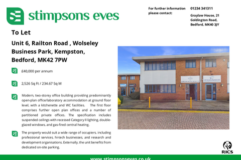 Office to rent, 6 Railton Rd Bedford MK42 7PW