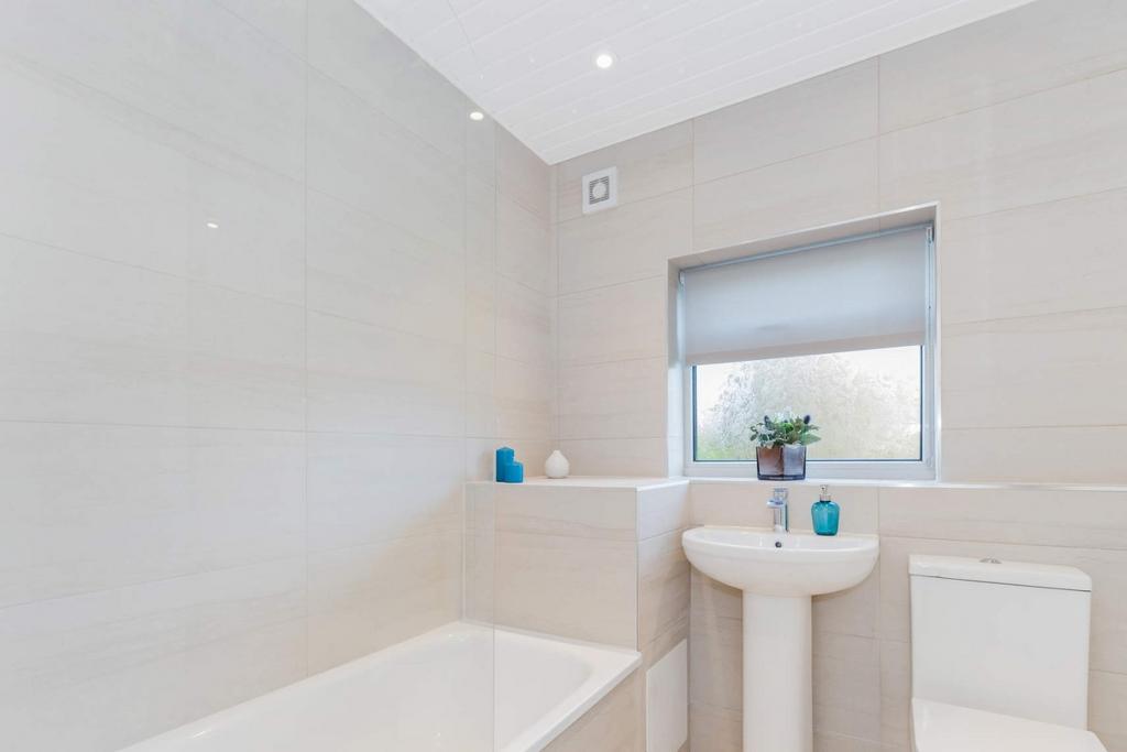 Bright modern bathroom with clean fixtures...