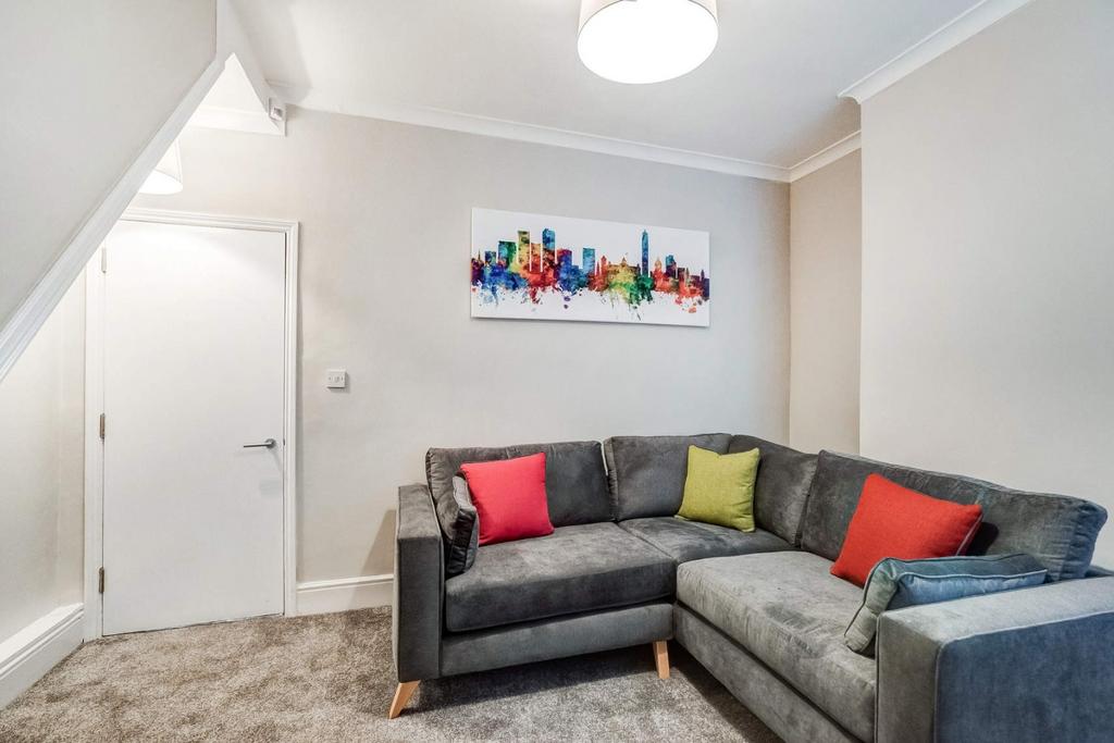 Bright lounge with stylish corner sofa...