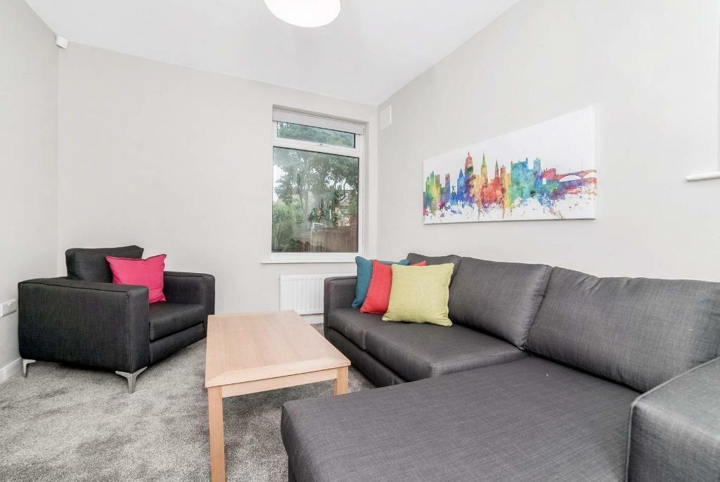 Bright modern lounge with comfortable seating...