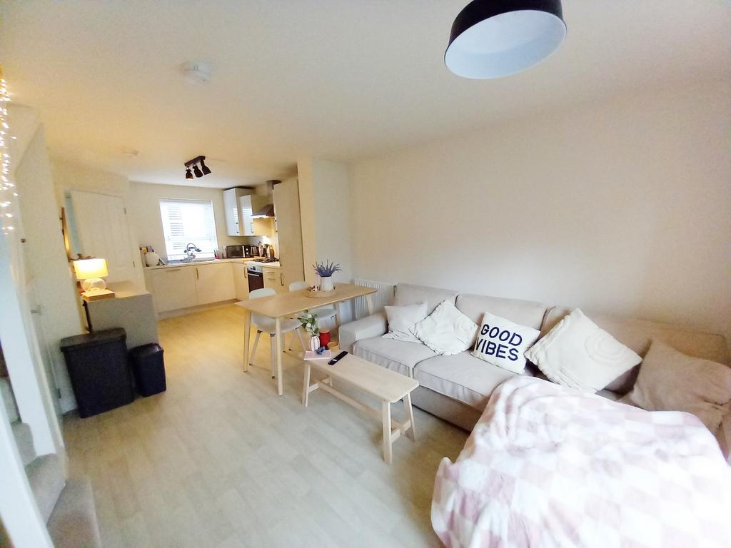 Open plan lounge and kitchen